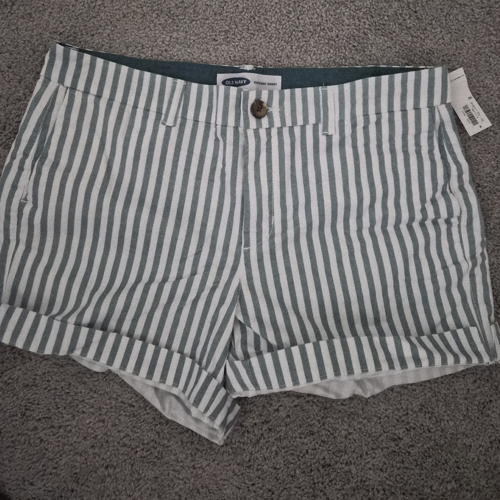 Old Navy Striped Women Shorts in Green and White